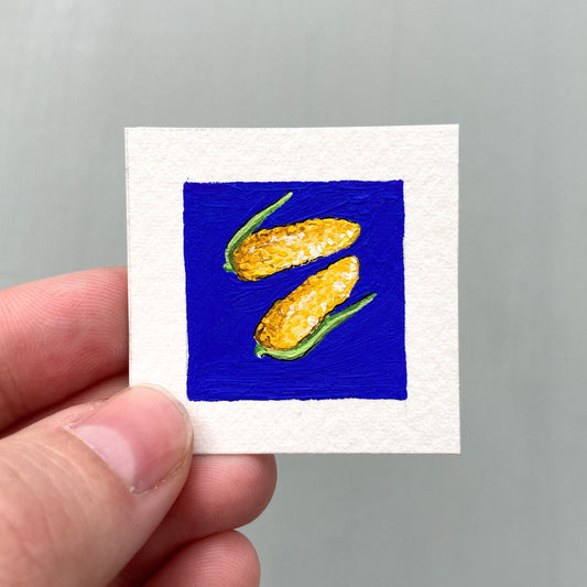 ORIGINAL Mini 1" Corn on the Cob Gouache Original Painting