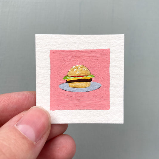 ORIGINAL Mini 1" Hamburger Gouache Original Painting