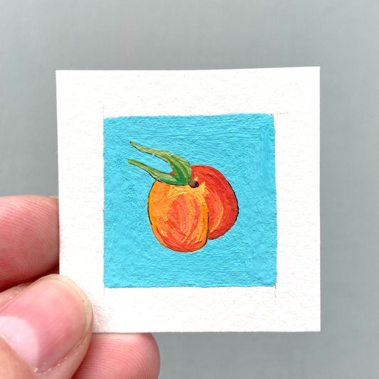 ORIGINAL Mini 1" Peach Gouache Original Painting