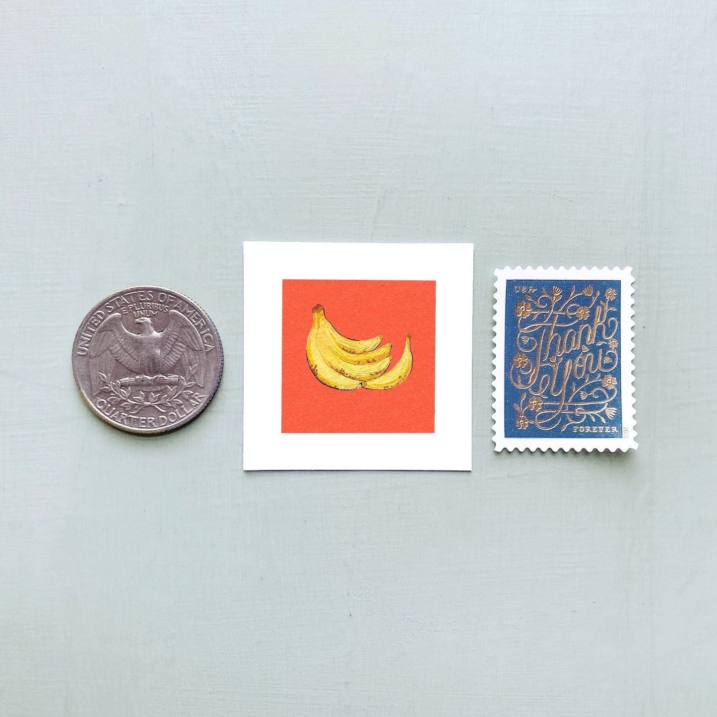 ORIGINAL Mini 1" Banana Gouache Original Painting