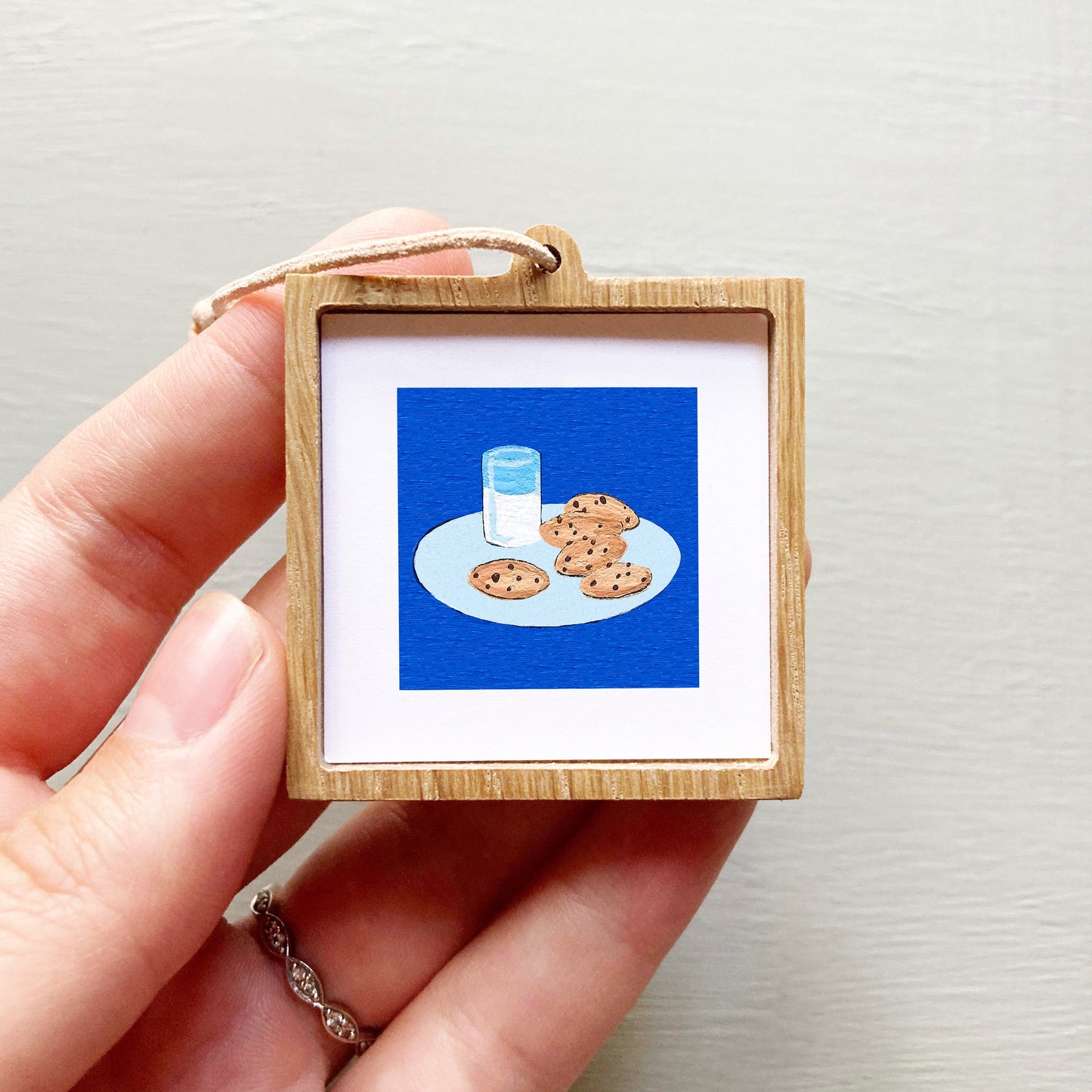 Mini 1" Chocolate Chip Cookies and Milk Gouache Art Print