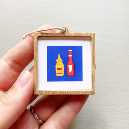 Mini 1" Ketchup and Mustard Gouache Art Print