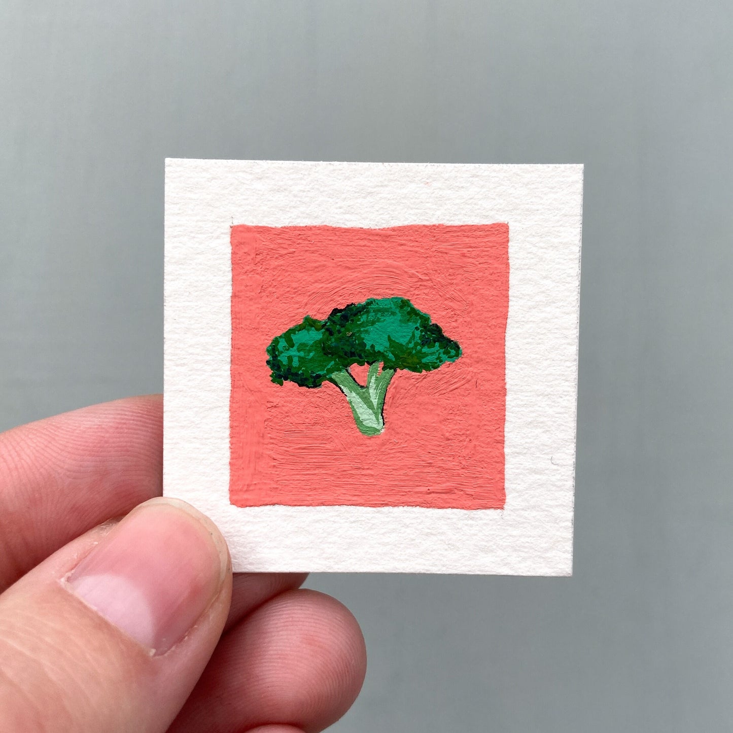 ORIGINAL Mini 1" Broccoli Gouache Original Painting