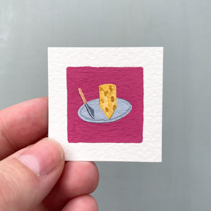 ORIGINAL Mini 1" Cheese Gouache Original Painting
