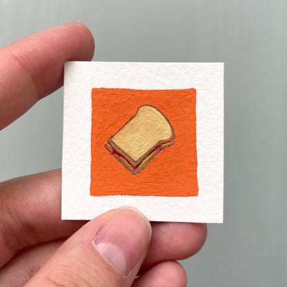 ORIGINAL Mini 1" PB&J Sandwich Gouache Original Painting