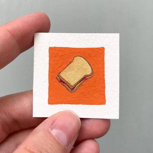 ORIGINAL Mini 1" PB&J Sandwich Gouache Original Painting
