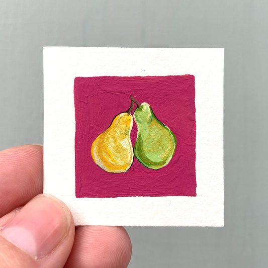 ORIGINAL Mini 1" Pear Gouache Original Painting