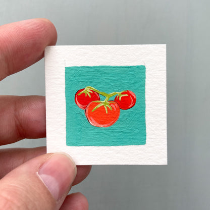 ORIGINAL Mini 1" Tomato Gouache Original Painting
