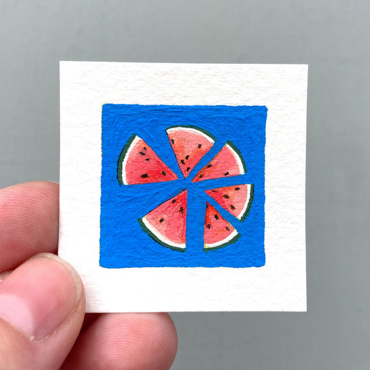 ORIGINAL Mini 1" Watermelon Gouache Original Painting